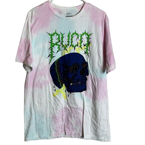 RVCA Regular Fit Tie Dye Skull Shirt size Large - Picture 1 of 4